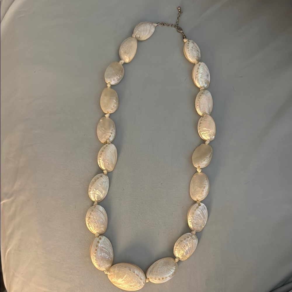 Vintage White Iridescent Abalone Shell 20” Necklace